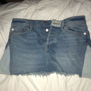Free People Patched Denim Mini Skirt